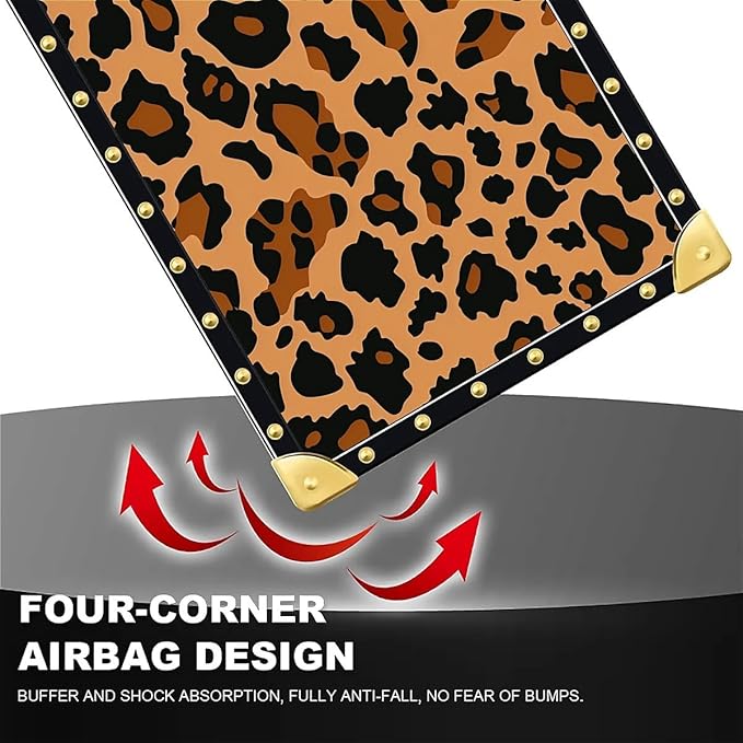 Compatible with iPhone 16 Pro Case, Brown Leopard Texture Luxury Golden Decoration for Girl Women Soft TPU Shockproof Protective Hard PC Back