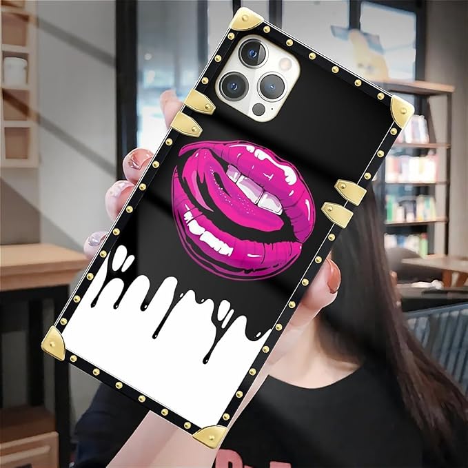Compatible with iPhone 12 Pro Max Case, Black White Red Slap Sexy Luxury Golden Decoration for Girl Women Soft TPU Shockproof Protective Hard PC Back for iPhone 12 Pro Max