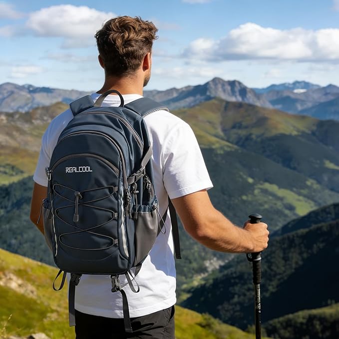 RealCool Hiking Backpack for Men Women,30L Lightweight Waterproof Travel Camping Backpack Hiking Daypack for Cycling Running,Blue