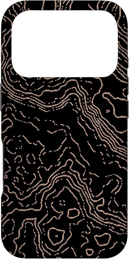 Topography Black & Brown Abstract Pattern Topographic Map Case for iPhone 17 Pro