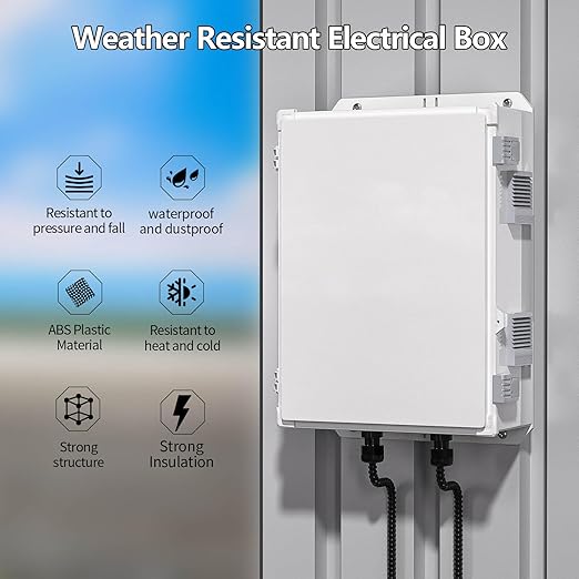 Namunanee Outdoor Electrical Junction Box, ABS Water Resistant Enclosure with Internal Mounting Panel & Hinged Cover, 15.7" H* 11" L* 5.9" W