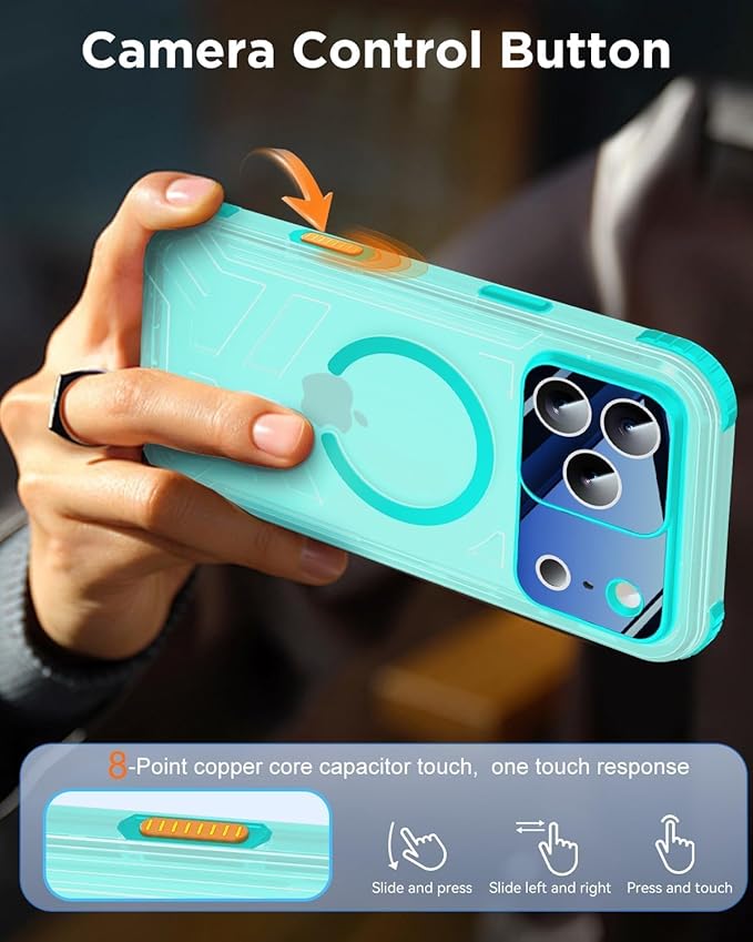 for iPhone 17 Pro Max Waterproof Case with Magsafe, Built-in [Camera & Screen Protector] [Lanyard], IP68 Water Proof Full Body Dustproof Heavy Duty Frosted Protective Phone Cover, 6.9" Teal