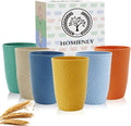 Homienly Wheat Straw Cups Set Unbreakable Drinking Glasses & Reusable Plastic Cups Alternative Microwave Dishwasher Safe Tumblers 16 oz Cups for Kitchen, Kids, Water, Coffee, Juice, Set of 6 (Multi)
