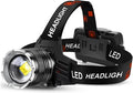 AKNEAR LED Rechargeable Headlamp 99000 High Lumens, 95 Hours Endurance Head Lamp with Zoomable & 12 Modes & IPX7 Waterproof & 125° Adjustable, Super Bright Head Light for Outdoor, Camping, Hard Hat