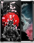 for Samsung Galaxy S22 Ultra Case, Sakura Japanese Samurai Pattern Graphic Design Girl Boy Soft Silicone Hard Acrylic Shock Protection for Samsung Galaxy S22 Ultra