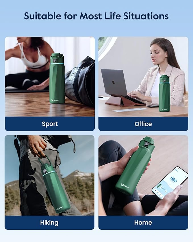 BOOST Smart Water Bottle with Reminder & Tracker, Double Wall Vacuum Insulated Bottles Stainless Steel, 32oz BPA-Free Wide Mouth for School, Gym, Office, Ideal for Mother's Day