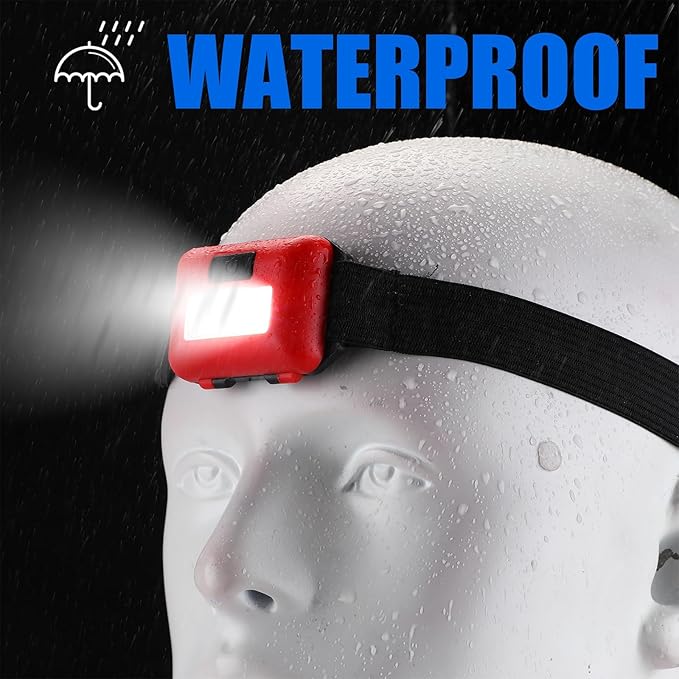 48 Pack LED Headlamp Flashlight Bright Waterproof Head Lamp Torch Cob Flood Head Light Bulk 800 lumens with 3 Modes 144 AAA Batteries for Adult Running Camping Night Survival(Multicolor)