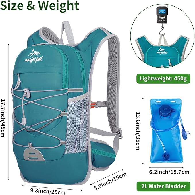 Hiking Backpack for Women & Men, Hydration Backpack with 2L Water Bladder for Running, Hiking, Cycling, Climbing, Camping, Biking (Blue)