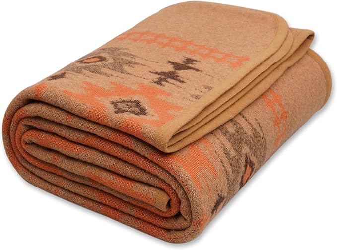 ACUSHLA Merino Wool Blanket - Warm Thick Washable Large Bed Couch Camping Outdoor Throw Blanket All Seasons 79X63, Myers Khaki