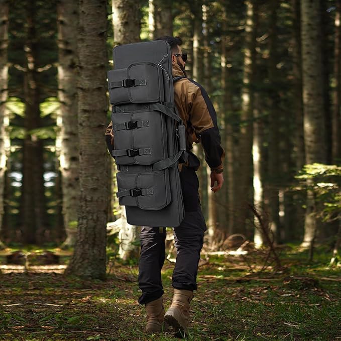 DULCE DOM 32/36/42/48/52 inch Double Rifle Case Soft Gun Bag for Rifles Pistols Storage & Transportation, All Around Shooting Range Tactical Backpack for Hunters Shooters, Gift for Boyfriend, Husband