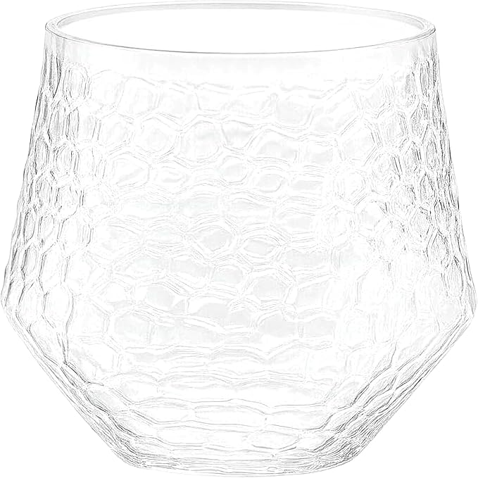 Oojami 48 Pack Plastic Champagne Flutes Disposable Stemless, 24 x 9oz Flutes & 24 x 12oz Cups, Mimosa Glasses Ribbed Ripple BPA-Free Shatterproof for Weddings Parties Events, (Hammered Diamond Clear)