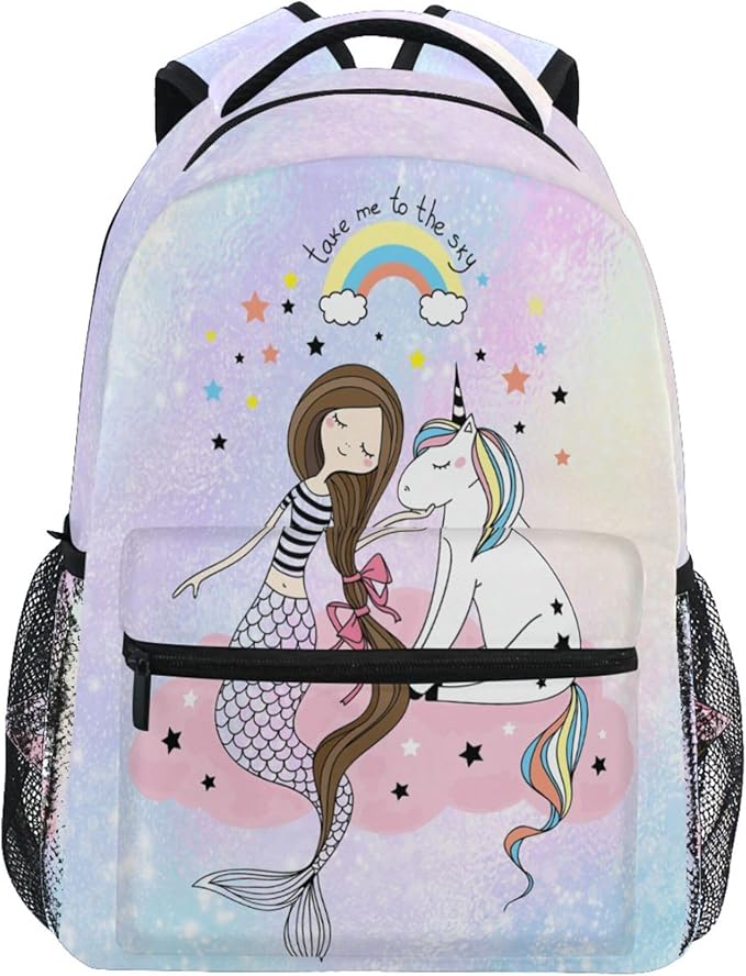 Wamika Mermaid Unicorn Kids Backpack Rainbow Horse School Backpacks Boys Girls Preschool Book Bag