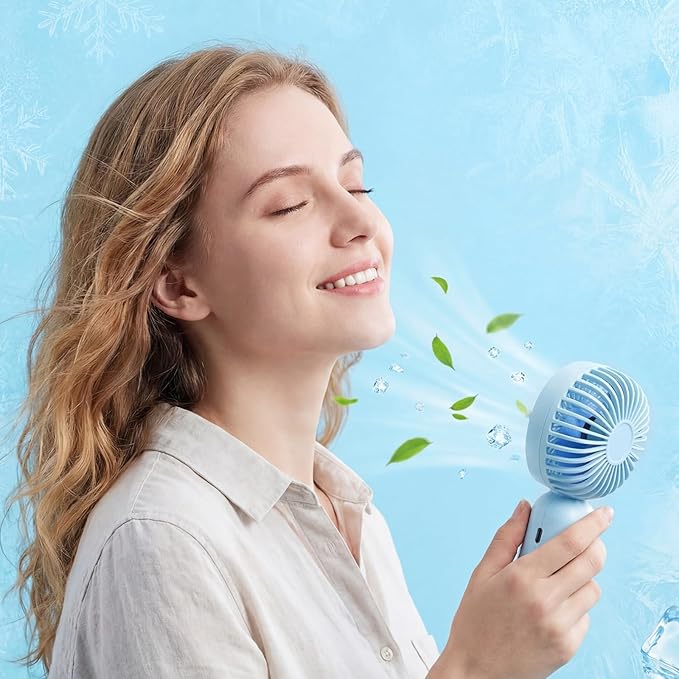 Rossesay 72 Pcs Mini Portable Fan Bulk Cute Handheld Lightweight Small Little Personal Hand Eyelash Fan 3 Speeds USB Rechargeable for Women Men Indoor Outdoor Makeup Travel (Blue)