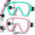 Bairuifu 2-Pack Snorkel Gear for Adults | Enhanced Anti-Fog & Anti-Leak Snorkeling Mask | Breath-Free Dry Snorkel | 180° Panoramic View with Quick-Dry Bags