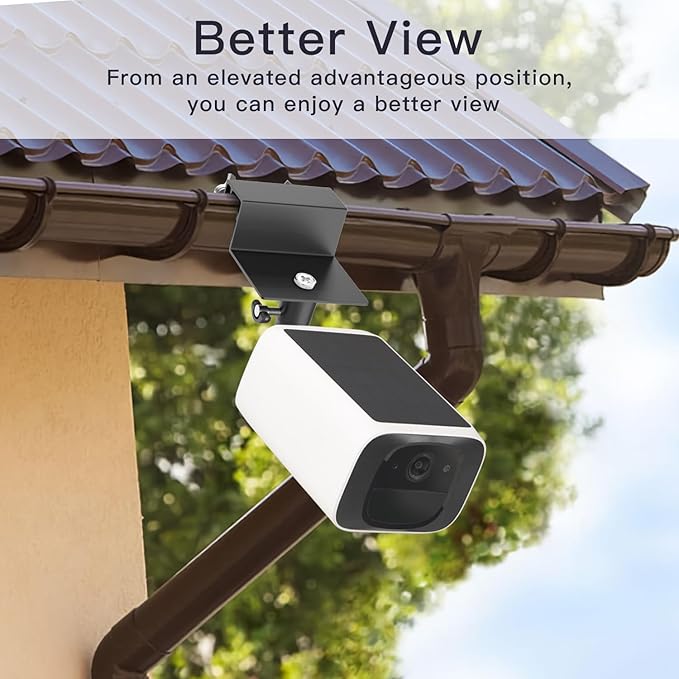 2Pack Gutter Mount Compatible with eufy Security SoloCam S220/C210, eufyCam 2C/2C Pro/S3 Pro, 3/S330, 2/2 Pro, 3C/S300, 360°Adjustable Weatherproof Mounting Bracket for Eufy Security Camera - Black