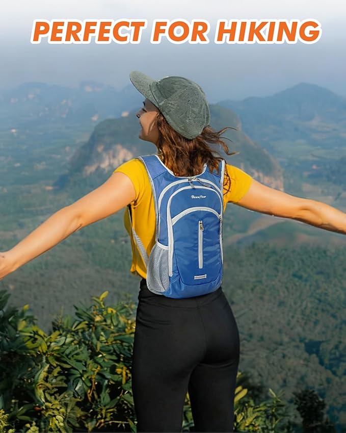 Seektop Small Hiking Backpack Expandable 12L-15L, Lightweight Packable Waterproof Daypack with Phone Pocket for Women Men