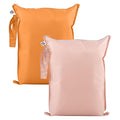 Tiny Twinkle Mess Proof Wet Bags | 2-Pack Reusable Waterproof Wet Bags for Swimsuits | Baby Clothes | Travel & Diaper Bag (Taupe, Dandelion)