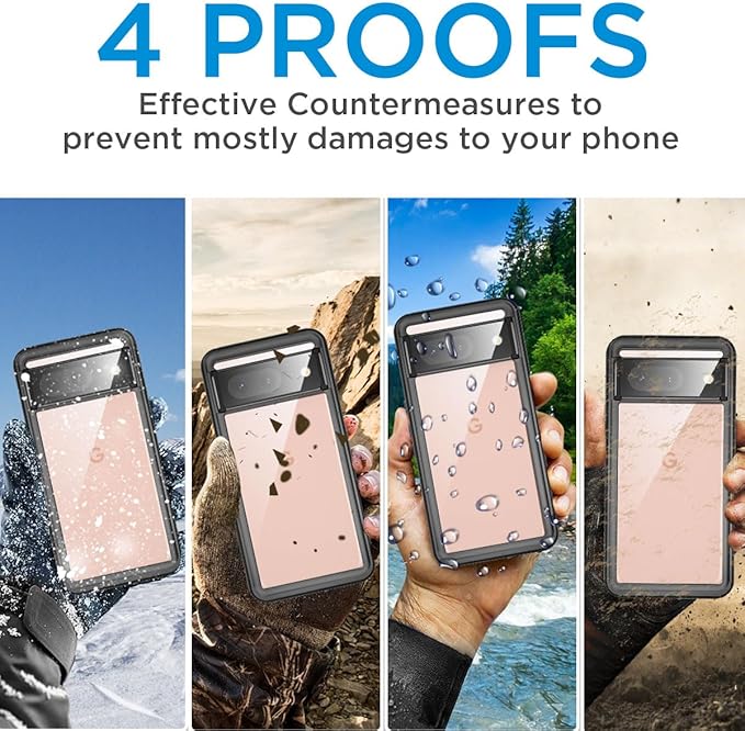 AICase for Google Pixel 8 Case Waterproof Clear Built-in Screen Protector Snowproof,Dustproof,Shockproof,IP68 Certified [Real 360] Full Body Protection Fully Sealed Underwater for Google Pixel 8