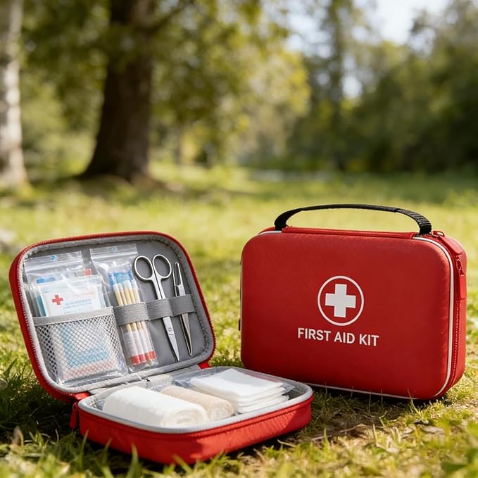 First Aid Kit - Smart Compartments Medical Kit with EVA Hard Shell, Large Capacity for Various Emergency Supplies, Emergency Kit for Home, Car, Travel, Businesses, Camping, Hiking, Outdoor Emergencies