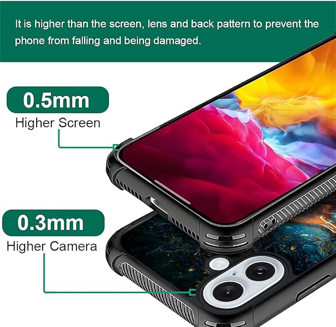 for iPhone 16 Plus Case, Star Cave Hungry Wolf Pattern Graphic Design Girl Boy Soft Silicone Hard Acrylic Shock Protection for iPhone 16 Plus
