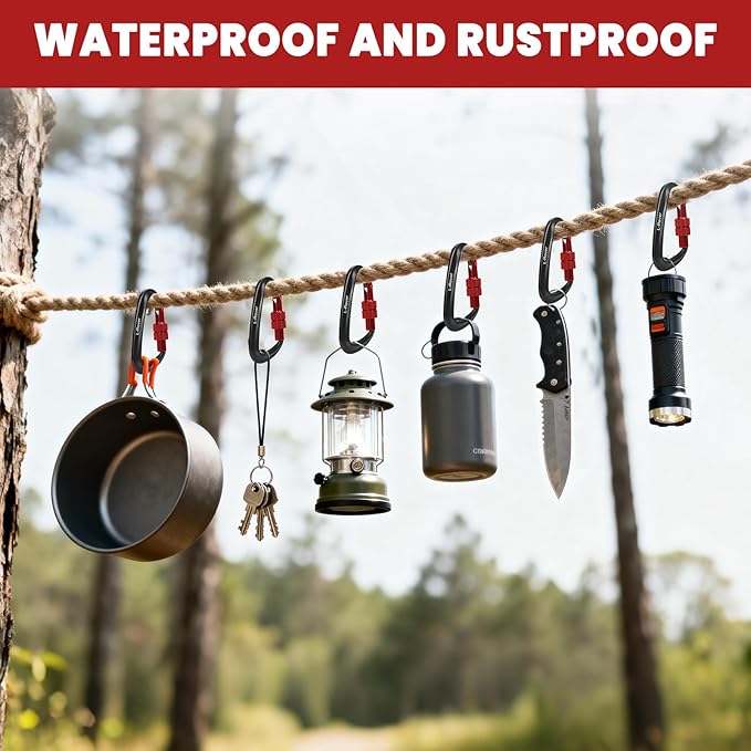 3 Heavy Duty Carabiner Clips 12kN (2697 lbs)-Lightweight Locking Carabiners for Securing Pets，Camping, Hiking, Hammock，Outdoor and Gym etc, Keychains& Utility