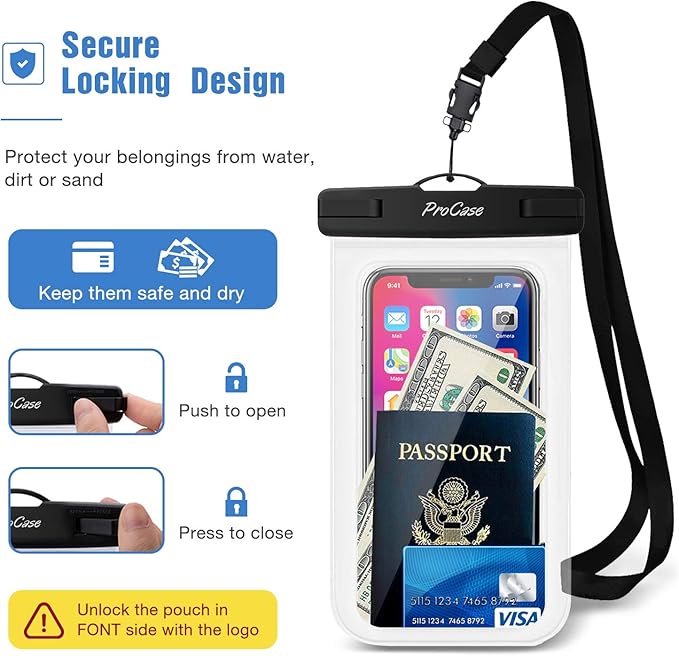 ProCase 6 Pack Waterproof Phone Pouch Dry Bag Underwater Case for iPhone 16 15 14 13 12 11 Pro Plus Max Mini Xs XR X 8 7, Galaxy S23 S22 S21 Ultra Note up to 7" -Mixed