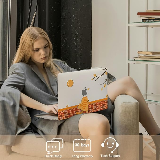 Hard Case for New MacBook Air 13 inch M2 M3 M4 2022 2024 2025 Release (Model A3240 A3113 A2681),13.6" Protective Case Cover & Keyboard Cover for Laptop Air 13.6",Cute Orange Cat
