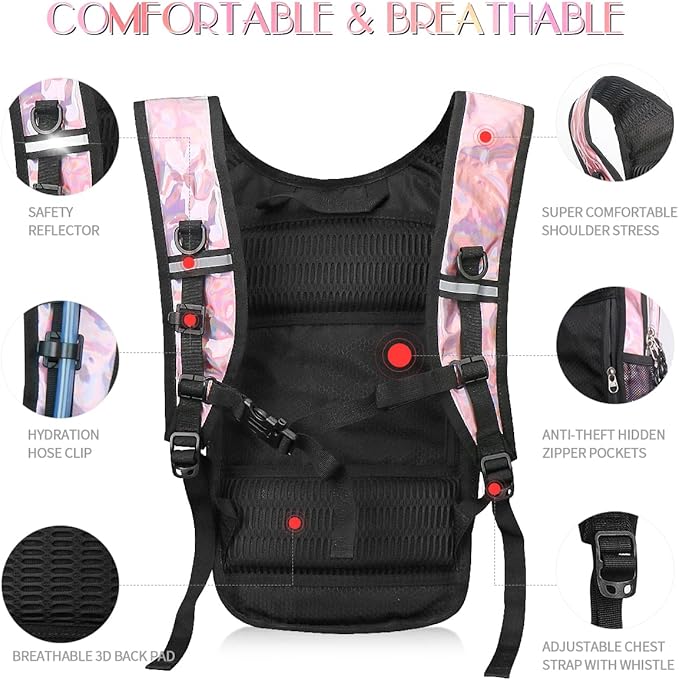 Hydration Pack, Water Backpack with 3L Hydration Bladder Lightweight Insulation, Festival Essential, Rave Hydration Backpack, Hydropack Backpack for Rave, Hiking, Biking, Festival Gear