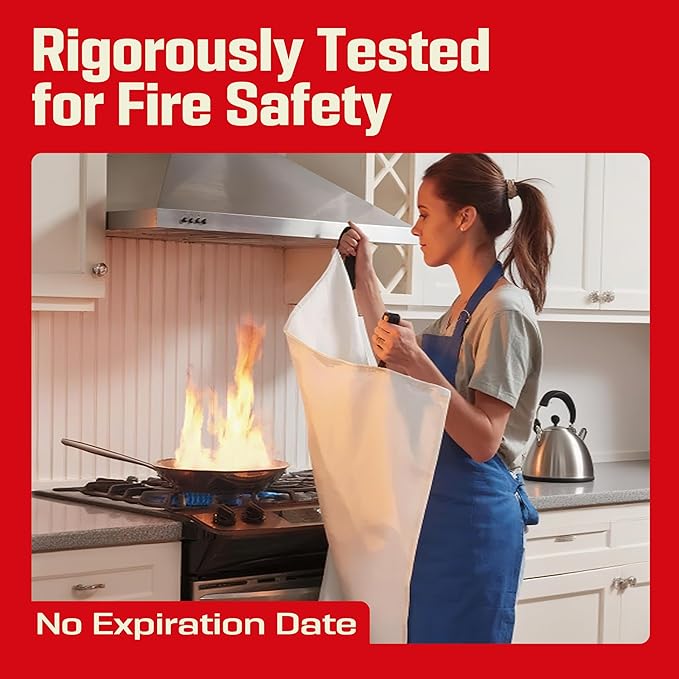 Emergency Fire Blanket 2 Pack 40"x40", Fire Suppression Blanket for Kitchen Home Garage Car Camping