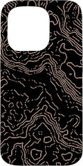 Topography Black & Brown Abstract Pattern Topographic Map Case for iPhone 15 Pro