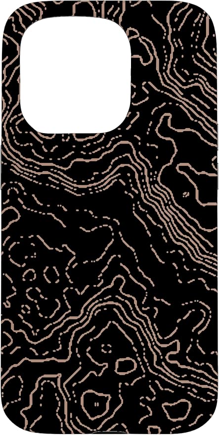 Topography Black & Brown Abstract Pattern Topographic Map Case for iPhone 15 Pro