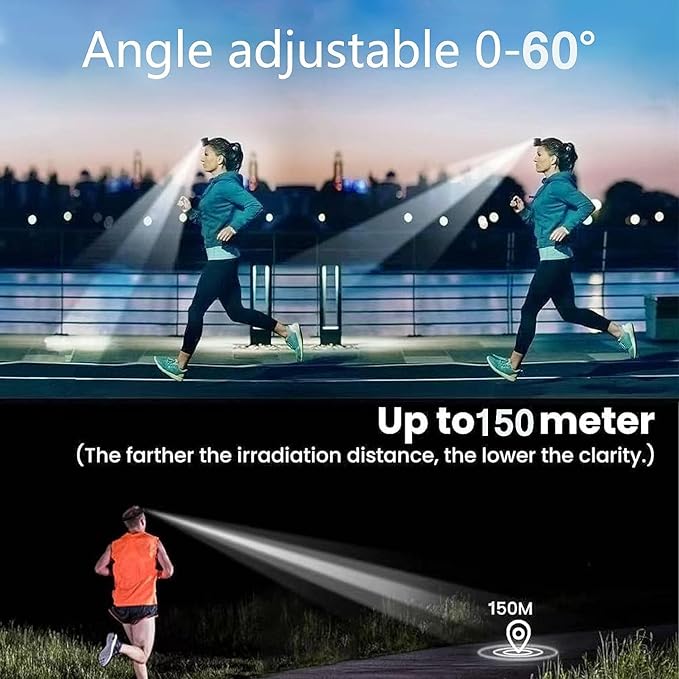 Headlamp Rechargeable, Super Bright LED Head Lamp, Waterproof Outdoors Headlight Flashlight, Adjustable headlamps for Adults and Kids,Cyclin 2pack