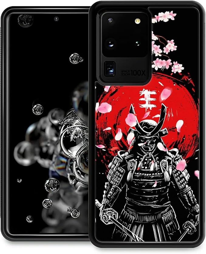 for Samsung Galaxy S20 Ultra Case, Sakura Japanese Samurai Pattern Graphic Design Girl Boy Soft Silicone Hard Acrylic Shock Protection for Samsung Galaxy S20 Ultra