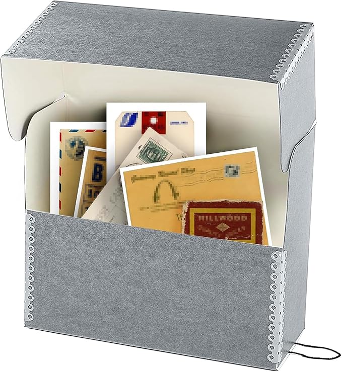 Lineco Archival Document Storage Box with Metal Edge, Acid-Free Gray Boxboard, Organize and Store Files, Prints, Photos, Legal-Sized Document Case 15.5" x 10.5" x 5" Wide, Pack of 2