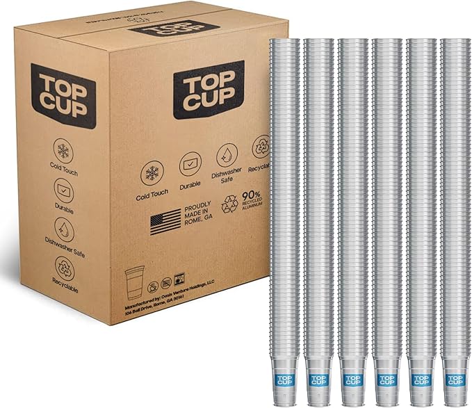 Top Cup – 12 Ounce, 450 Count, Reusable Aluminum Party Cups | Cold-Holding, Recyclable, Made in USA