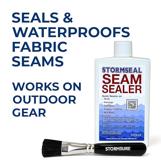 Stormseal Seam Sealer 100ml - Waterproof Seams on Tents and Pin Hole Leaks on Fabrics with Easy Brush Application
