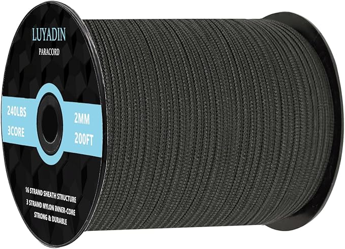 Paracord 240lb - Diameter 2mm Micro Utility Cord -3 Strand Parachute Spool Cord - 100ft 200ft,Paracord for Camping,Hiking,Fishing,Outdoor and DIY
