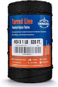 HONGDA Tarred Bank Line Twine, 628 Feet Nylon Twine #24 Bank Line-Black Nylon String, Black Strong Twisted Seine Rope Ideal for Gardening, Construction, Gear Tying, Jungle Survival