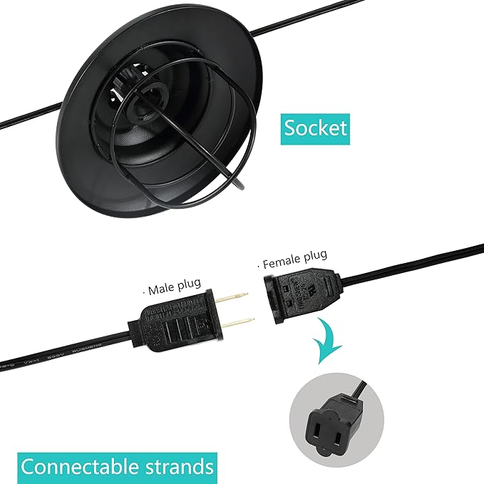 JONATHAN Y 10' Black 10-Light Rustic Farmhouse LED String Lights for Patio, Metal Cage Shade, Weatherproof Connectable Outdoor Hanging Lights, UL Listed JYL8703A