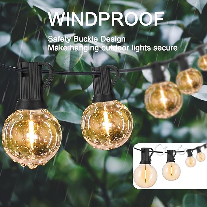 ADIIL 20 PCS Q Hanger Hooks with Safety Buckle, Windproof Screw Hooks for Hanging Outdoor String Lights, Plants, Christmas Patio Lights, 2.2 Inches, White