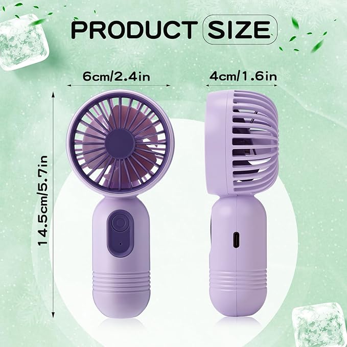 Rossesay 6 Pcs Mini Portable Fan Bulk Cute Handheld Lightweight Small Little Personal Hand Eyelash Fan 3 Speeds USB Rechargeable for Women Men Indoor Outdoor Makeup Travel (Black,Pink,Purple)
