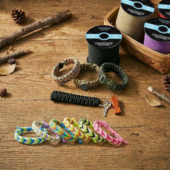 Paracord 240lb - Diameter 2mm Micro Utility Cord -3 Strand Parachute Spool Cord - 100ft 200ft,Paracord for Camping,Hiking,Fishing,Outdoor and DIY