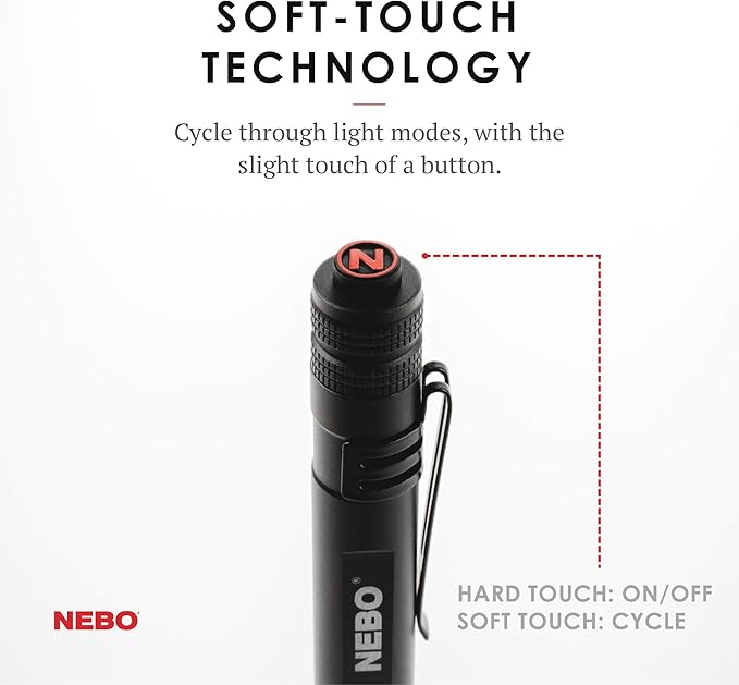 NEBO INSPECTOR RC Pen Light | 360 Lumens, 3 Light Modes, Rechargeable & AAA Battery Powered LED Flashlight, Waterproof, Compact & Durable, Pocket Clip for EDC, Includes USB Charging Cable