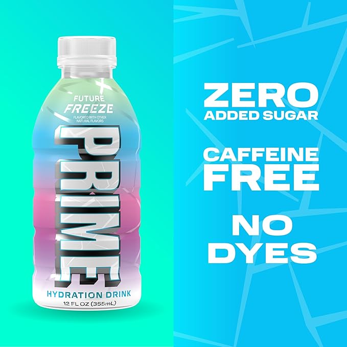 PRIME Hydration Cherry Freeze & Future Freeze Sports Drinks with Coconut Water, Electrolyte Enhanced to Replenish Fluids, Zero Added Sugar, B Vitamins, Antioxidants, Natural Flavors, 12 Fl Oz 24 Pack