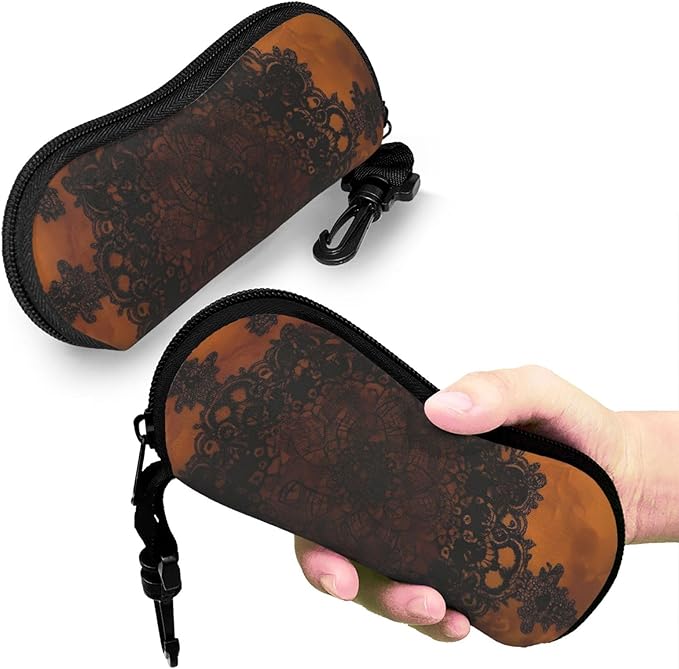 Watercolor Orca Whale Glasses Case Neoprene Portable Zipper Eyeglass Bag With Hook