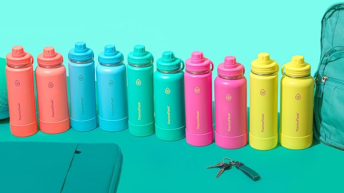 ThermoFlask 32 oz Double Wall Vacuum Insulated Stainless Steel Water Bottle with Spout Lid, Screamin' Green