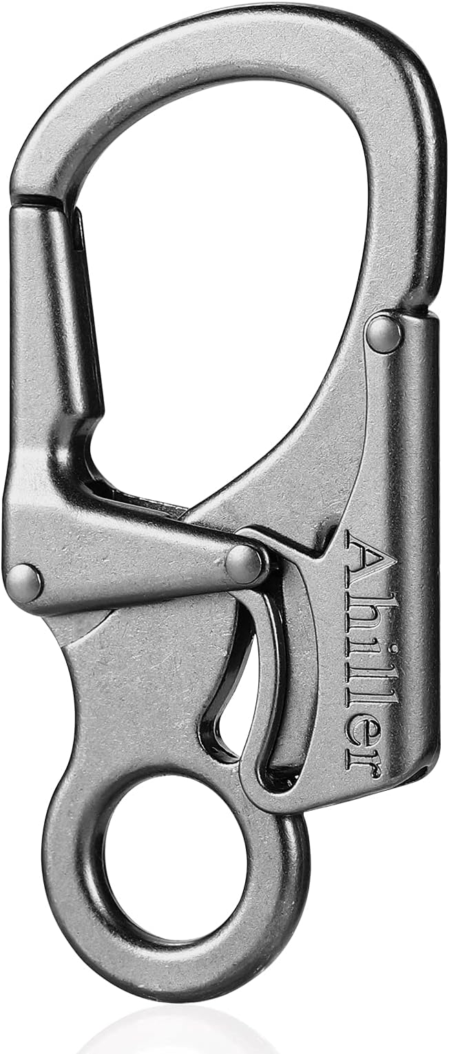 Ahiller Carabiner Clip, Double Anti-Misopening Locking Design, 3" Zinc Alloy Heavy Keychain for Outdoor Camping Hiking, Key Ring Clip