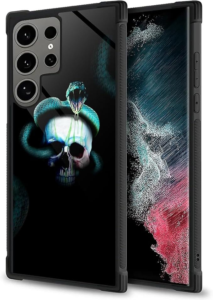 for Samsung Galaxy S24 Ultra Case, Skeleton Winding Snake Pattern Graphic Design Girl Boy Soft Silicone Hard Acrylic Shock Protection for Samsung Galaxy S24 Ultra