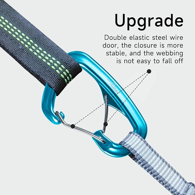 Heavy Duty Carabiner Clip Hook 8KN (1763 lbs), 2 PCS Ultra-Light Aluminum Caribeaners with Double Door D Ring Shape, for Hammock, Camping, Hiking, Backpacking, Dog Leash, Keychain Clip