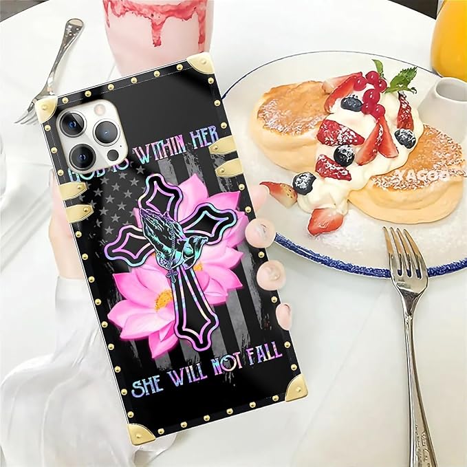 Compatible with iPhone 12 Pro Max Case, Praying Cross Hands Luxury Golden Decoration for Girl Women Soft TPU Shockproof Protective Hard PC Back for iPhone 12 Pro Max